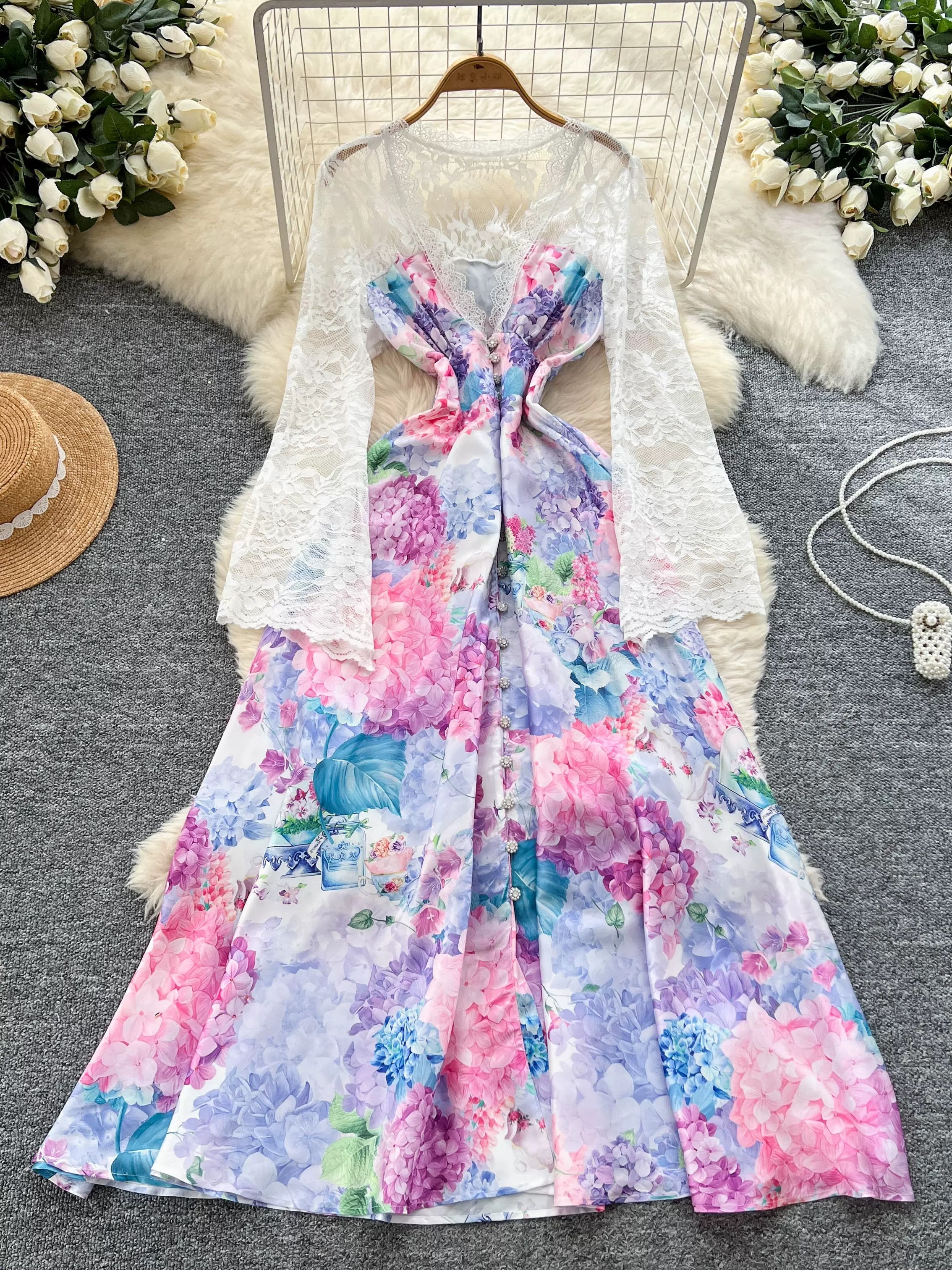 Her favorite print dress ED194 images